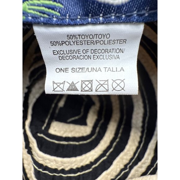 Women's Panama Jack Black & Beige Striped Wide Brim Sun Hat Coconut Shell - Picture 7 of 8